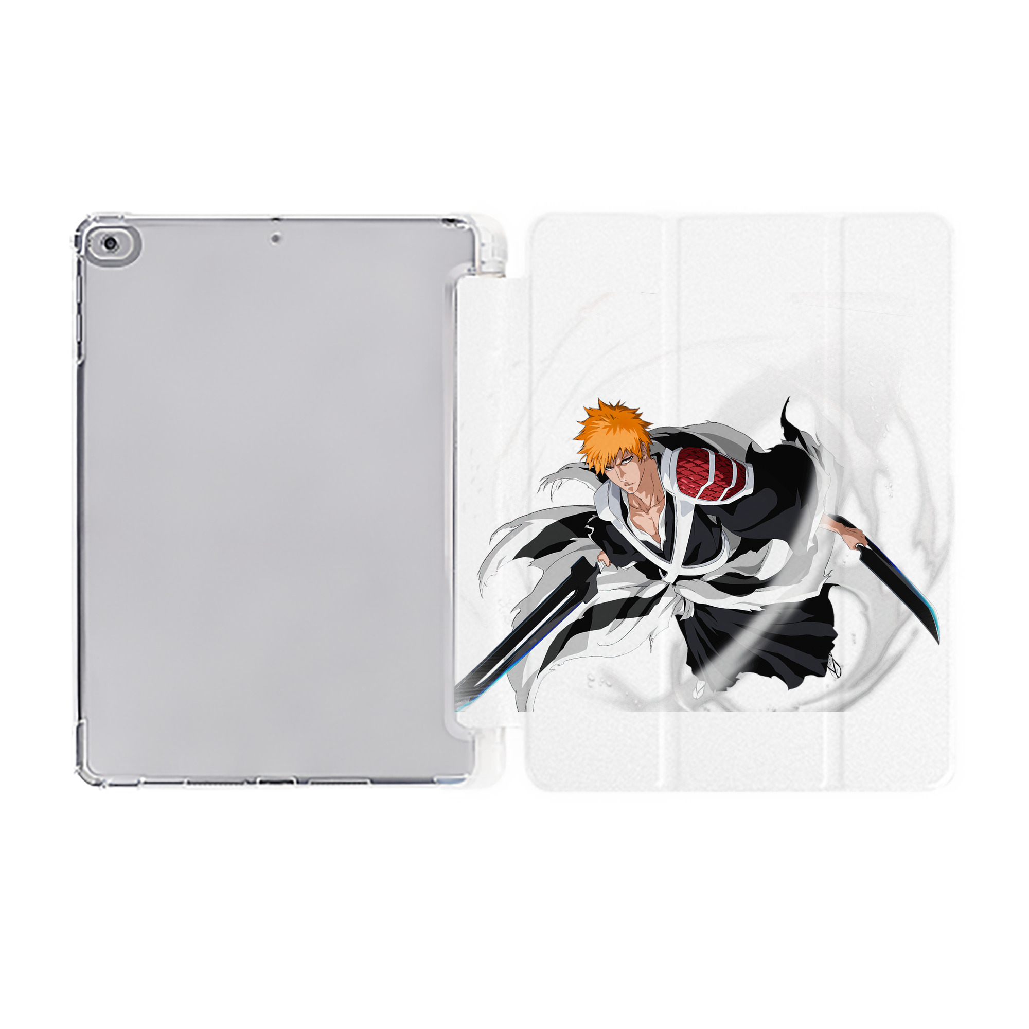 （画像用） ブリーチ 黒崎一護（くろさき いちご）BLEACH Kurosaki Ichigo IPad ケース ペン収納付き 三つ折りスタンド PUレザー×シリコン 対応機種9.5/10.5/10.9インチ